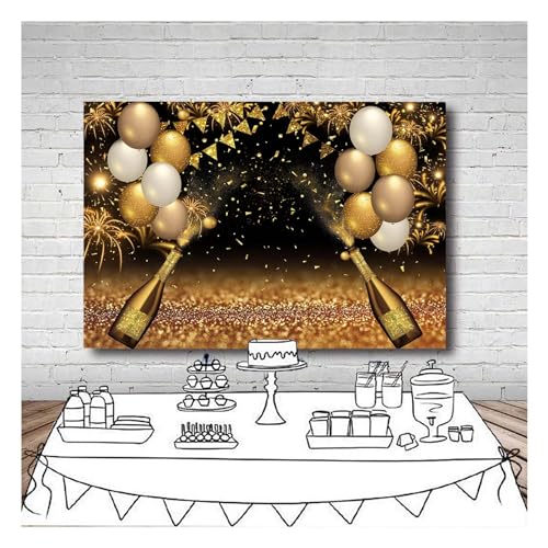 Fondo fotográfico Qian negro con globos dorados 8x6 ft miniatura 3