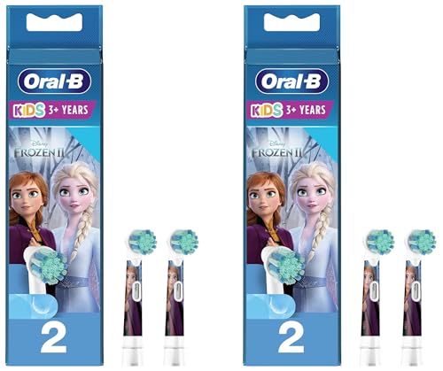 Image of Oral B Kids Electric Rechargeable Toothbrush Heads Replacement Refills, Featuring Disney Frozen Characters (Pack of 4)