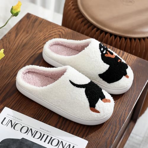 Animal Slippers for Women Men Fuzzy Memory Foam Kawaii Cartoon Dog Dachshund Pug Slippers Winter Warm Fluffy House Shoes Home Outdoor Slippers4