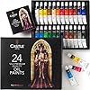 Castle Art Supplies Set de 24 Tubes de Peinture à l’Huile de 12 ml | Économique pour Artistes, Débutants ou Avancés | Couleurs Intenses à l’Application Homogène | Boîte de Présentation et Tutoriel
