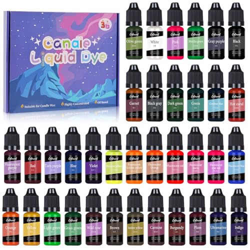 La mejor comparación de Colorantes de esta semana. 46 Tinte Para Velas 36 Colores 10 Ml/Botella, Tinte de Jabón a Base de Aceite a Base de Aceite Altamente Colorante Para Velas Altamente Concentrado para Tintes de Cera de Soja, Cera...