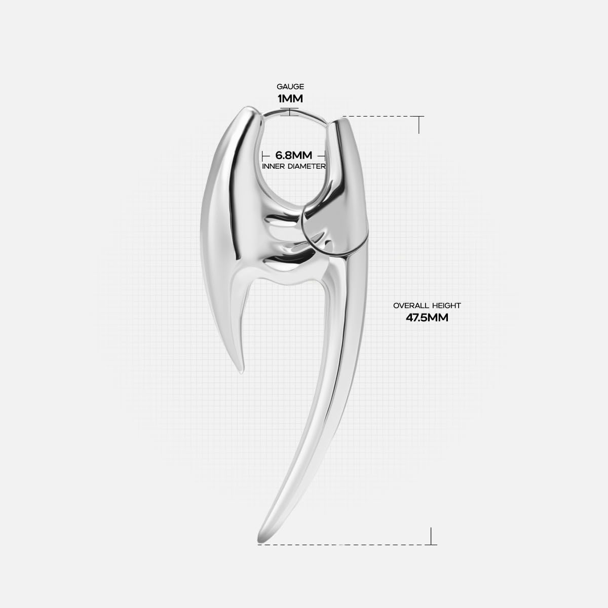 PUNKYOUTH Sharp Line Fluid Curve Orecchini 18G 1mm Piercing Gioielli Edgy Minimalista Moderno Artiglio Spike Huggie Hoop Ciondola Goccia Per Donne Uomini Lucido Dichiarazione Indossare Ogni Giorno