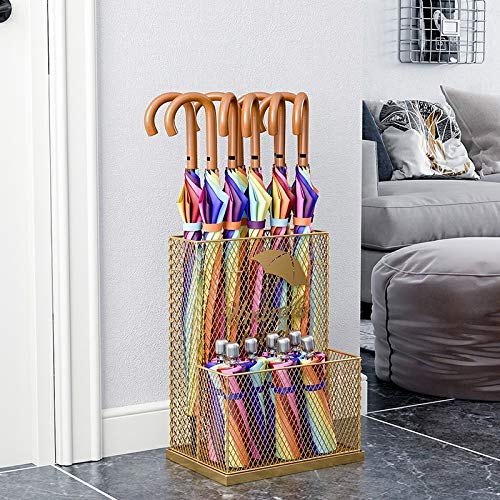 Porte-parapluie métallique rectangulaire design pour cannes et bâtons de marche - 3