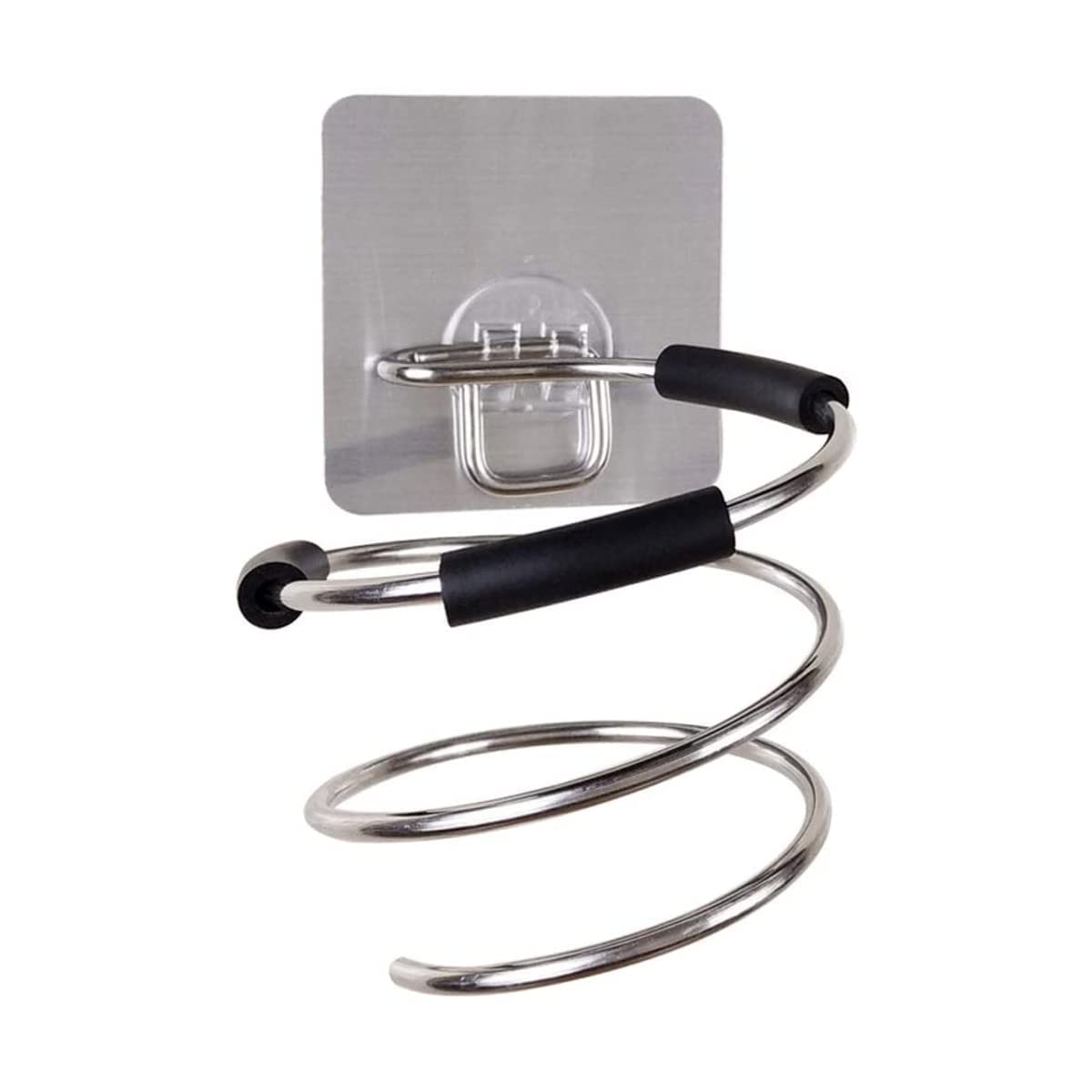 DHRUSIMI Hair Dryer Rack Holder Wall Mount Spiral Spring Hair Blow Dryer Rack Bathroom & Bedroom Washroom, Barbershop, Salon, Beauty Parlour Hair Care Styling Tools Organizer Damage-Free (Silver)