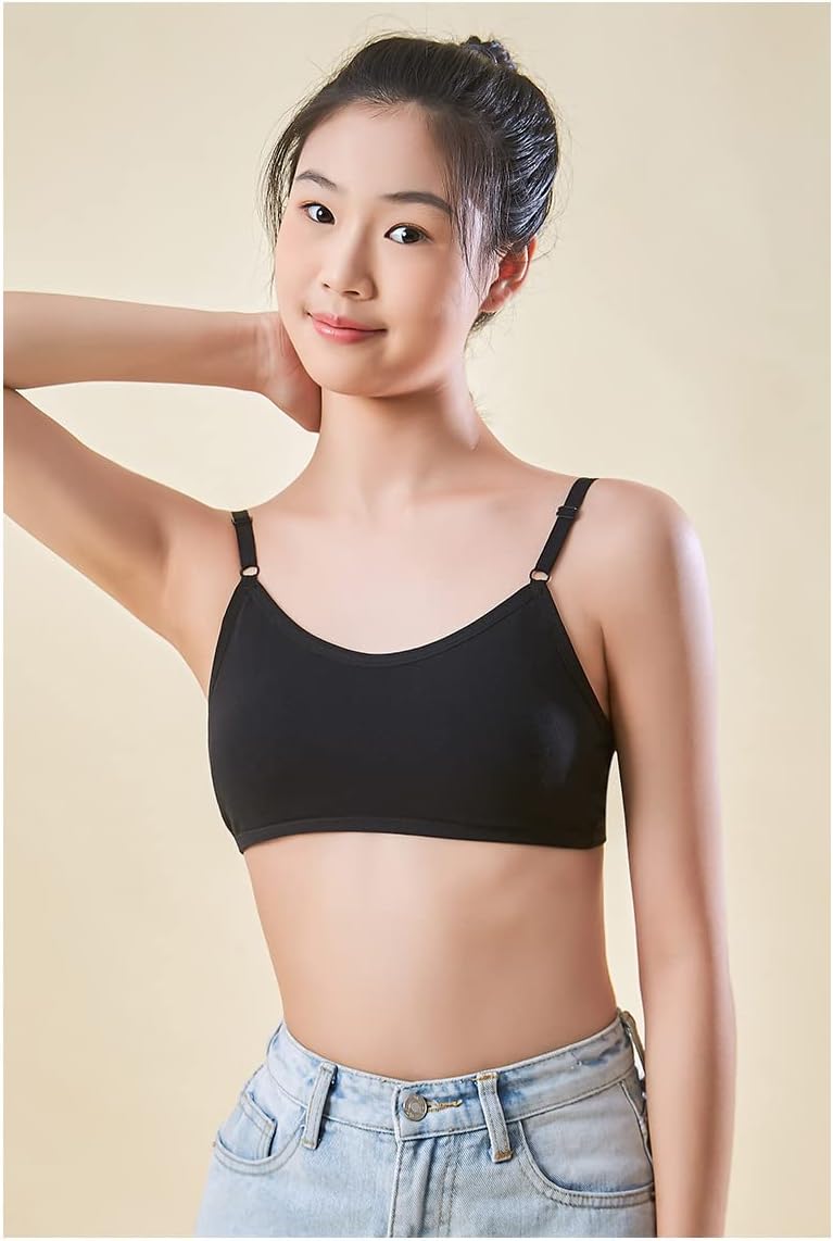 Big Girls' Adjustable Training Bra Cotton Bras Wireless Light Padded 10-16 Years - Image 2