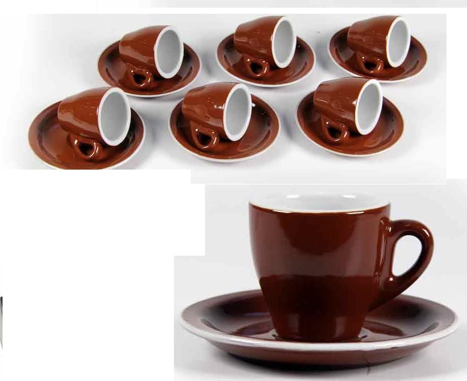 Gicos 6er Set Kaffeetassen mit Untertasse, braun, Keramik, einzigartig Küche, Haushalt & Wohnen
