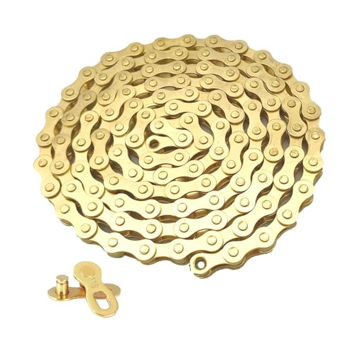 QitinDasen Cadena de Bicicleta de 11 Velocidades, 1/2 X 11/128 Inch 116 Eslabones, con Conector de Cadena de 11 Velocidades (Dorado)