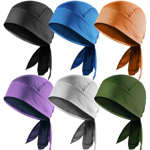 YOHITOP 6 Pack Breathable Doo Rags for Men, Sweat Wicking Dew Rags, Cooling Do Rag Skull Cap Helmet Line for Men Cover