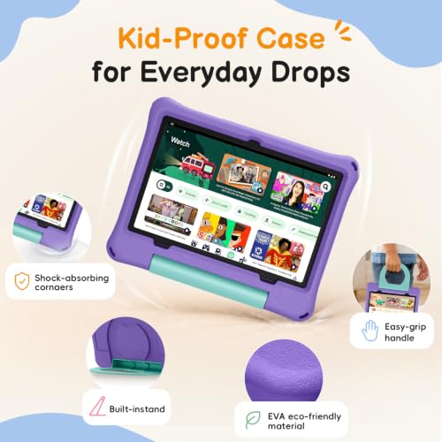 Image of Kids Tablet 10 inch, Android 16 Tablet for Kids with Case, Lavender