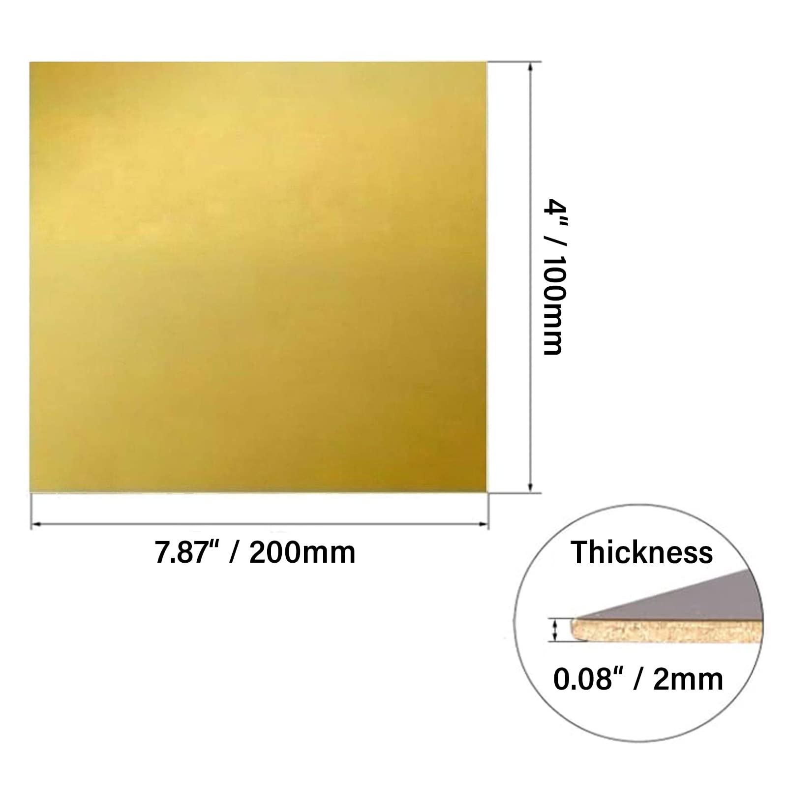 Messingblech, 2 mm Metallbearbeitung, Bastelwerkzeug for handgefertigte Materialmetallbearbeitung, 300 x 300(100x200)