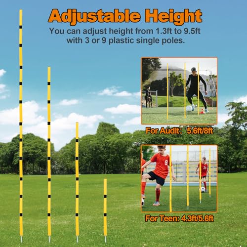 Soccer Agility Poles, Speed Sport Training Equipment for Soccer Basketball Football,Speed Jump Poles Training Equipment for Athletes/Kids/Adult - Image 4
