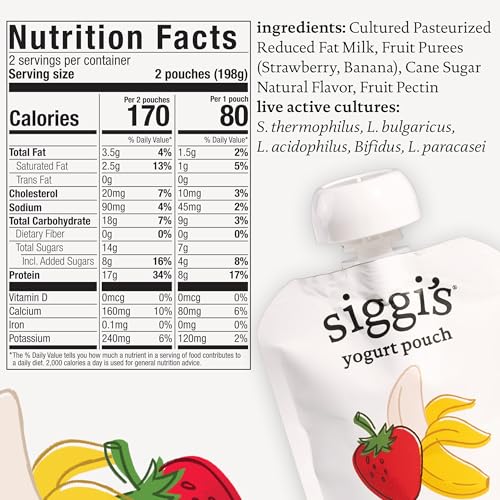 siggi’s Kids Lowfat Yogurt Pouches, Strawberry Banana, 3.5 oz. Each, 4 Ct – 2% Milkfat - Image 3