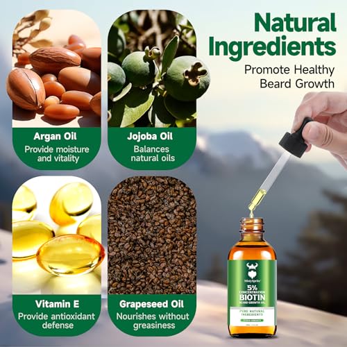 Image of MistySprite Men's Beard Growth Oil - 5% Biotin, Citrus Serenity Scent, 2 oz (Pack of 10) - Softens, Conditions, No Itch & Dandruff, Ideal Gift