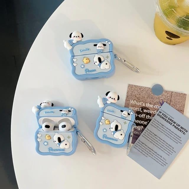 Image of DEZET Cute Soft Silicone Pouh Case for Airpods Pro GEN-2 (2022) � 3D Cartoon Animal Character Cover with Keychain Ring, Shockproof & Dustproof Protective Case for Kids & Girls (Smile Sky POCHU)