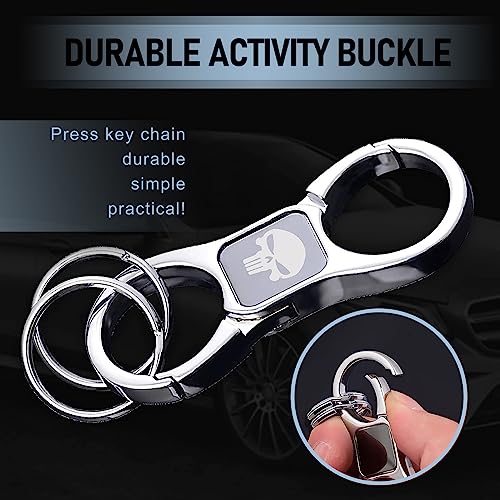 Image of gunhunt 1 Pack Skull Key Chain, Key Chain with 2 Key Rings and Quick Release Zinc Alloy Detachable Key Chain (Silver)