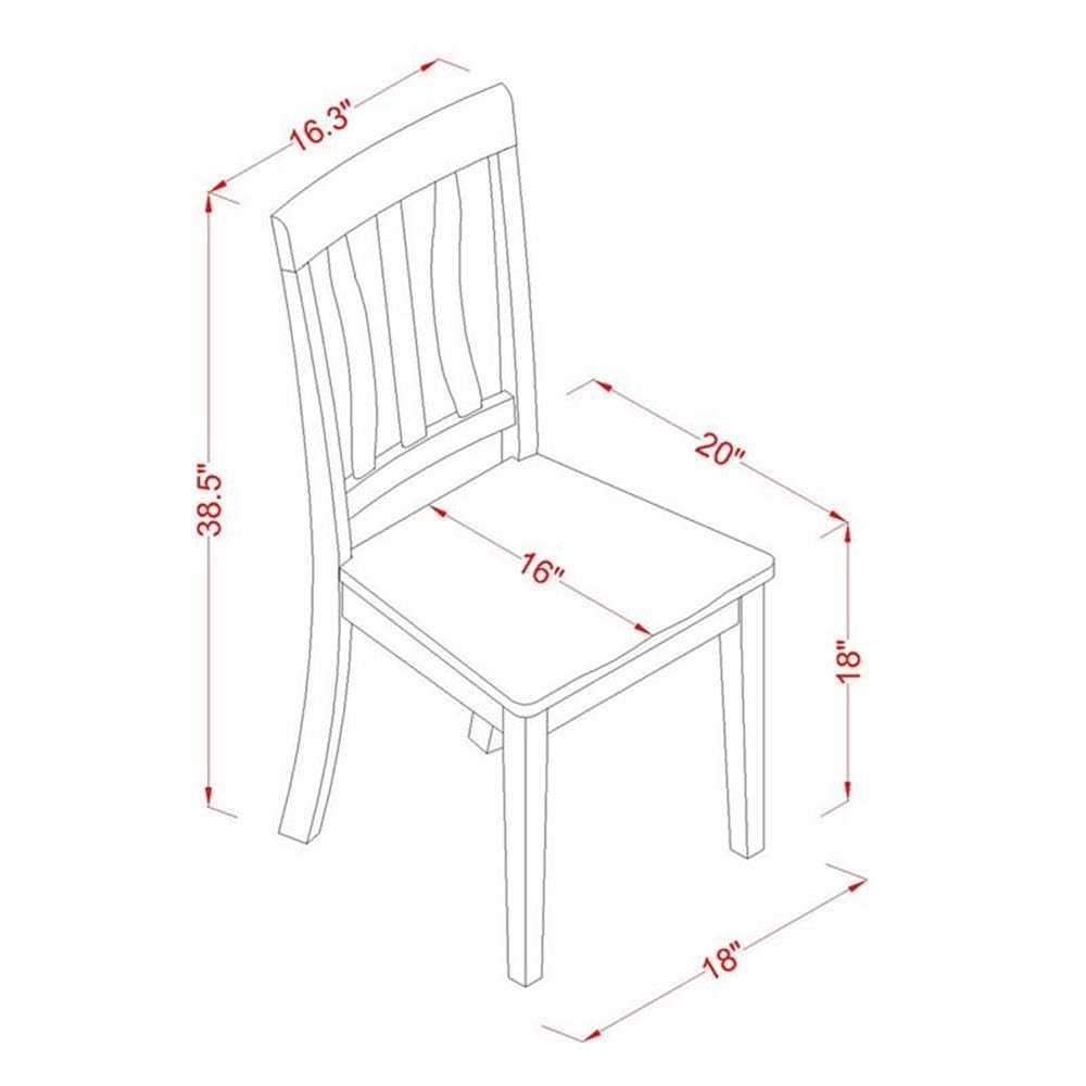 East West Furniture Set Tavolo Da Pranzo 3 Pezzi Bianco - Tavolo Allungabile Con Due Sedie In Legno Di Gomma Per Cucina E Sala Da Pranzo - 6