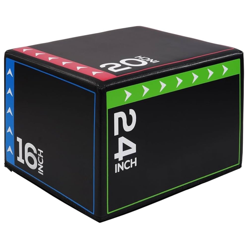 Plyometric Soft Jump Box Plyo 3 in 1 for Home Gym Exercise MMA Step Power Strength Training Aerobic Crossfit Outdoor Workout Premium Fitness Plyobox Equipment (SOFT: Medium (16"/20"/24"))