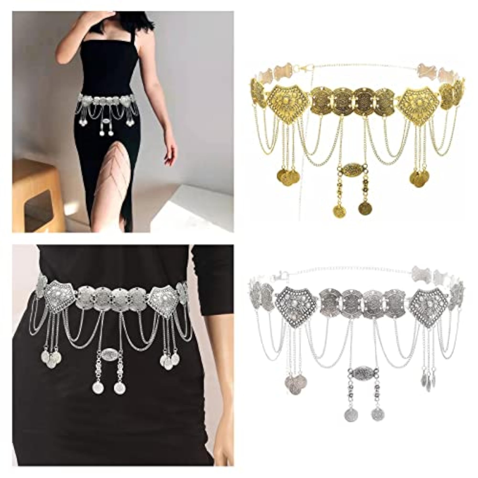 Alloy Silver Belly Dance Waist Chain with Tassels