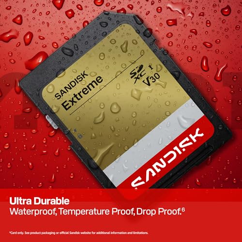 Image of SANDISK 64GB Extreme SD UHS-I Card - Up to 170MB /s Read Speed and 80MB /s Write Speed, 4K UHD Video, U3, V30 - SDSDXV2-064G-GUCIN