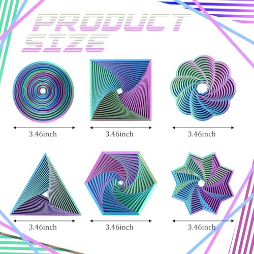 Teyva Daily 6 Pcs Fractal Fidget Hexagon 3D Printed Fidgets Stress Relief Sensory Tool Colorful Whirling Spiral Meditation Tool for ADHD Autism Birthday Gift Easter Basket Stuffers(Red Green) - Image 2