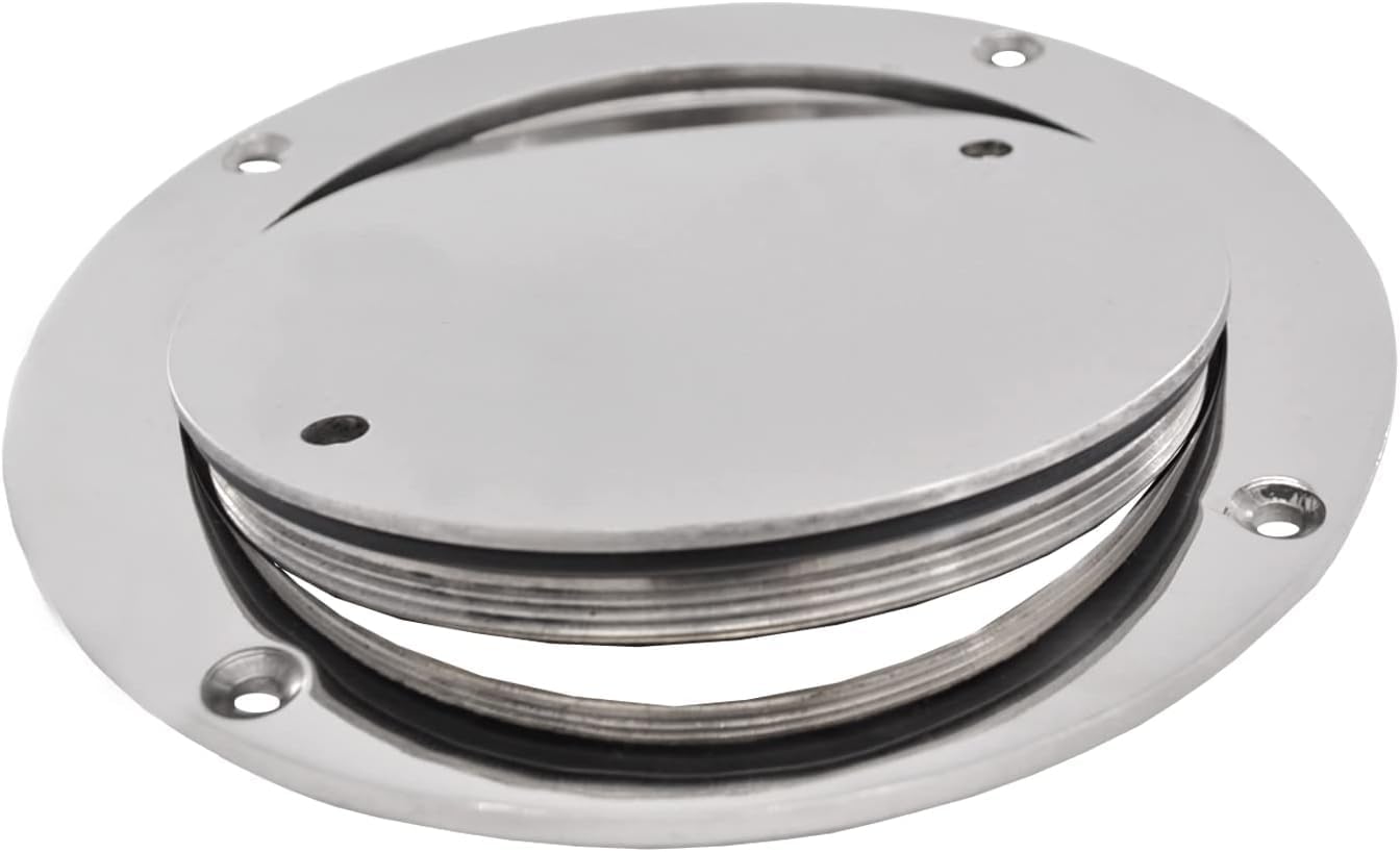 3 inch Boat Hatch 316 Stainless Steel Round Non Slip 2 Eyes Inspection Hatch Deck Plate with Detachable Cover w/Fasteners for Marine Boat Yachts Ships