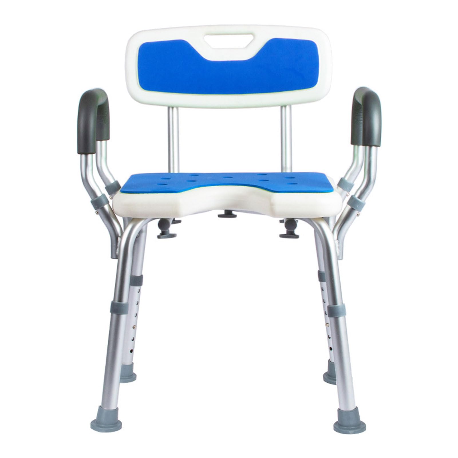 Silla de ducha para ancianos y silla de ducha con brazos, silla de ducha ajustable en altura con cierre de ducha para capacidad de 440 libras, silla de ducha para ducha interior, silla de ducha con