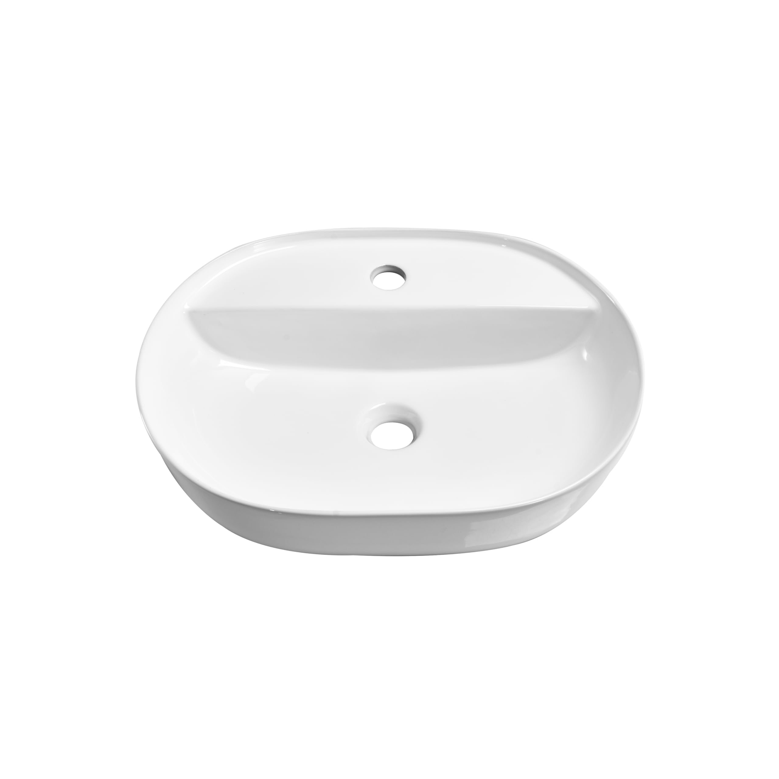 Waschbecken Oval Keramik - 50 x 40 x 13 cm - Weiß Aufsatzwaschbecken für das Badezimmer und Gäste-WC - Waschschale - Aufsatzbecken - Handwaschbecken -Design