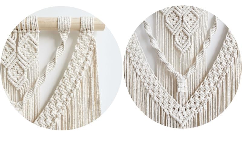 Macramé Wandtapijt, Handgemaakte Boheemse Wanddecoratie Met 7 Vlaggen Voor Woonkamer Slaapkamer Bruiloft Feestdecoratie 19 Cm X 100 Cm