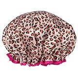 KAILIKETIY 豹柄シャワーキャップ 大人用 再利用可能なヘアキャップ エ ック