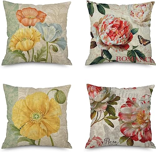 Housses de coussin 55x55cm fleurs vintage pour protéger et décorer