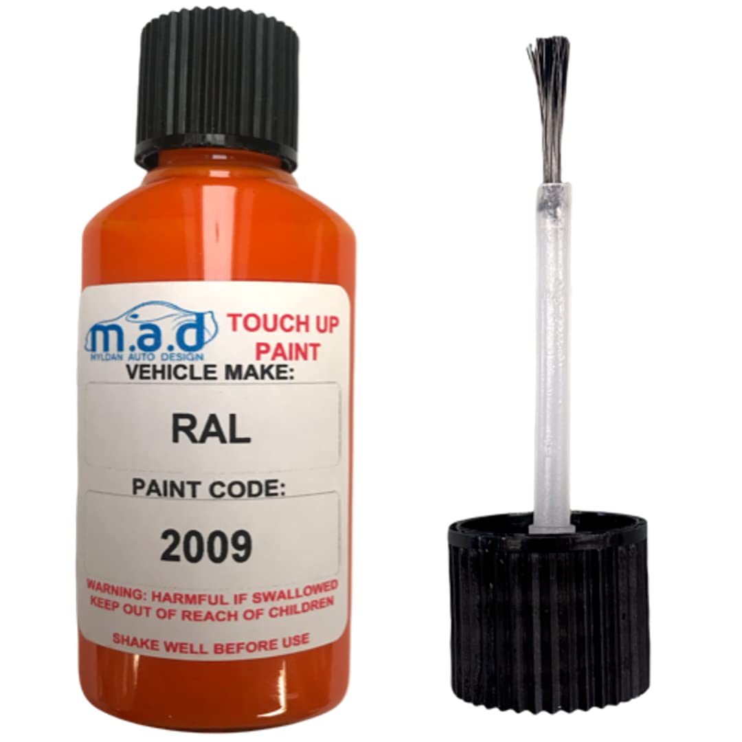 Mad Paints Ral 2009 Traffic Orange M.a.d Myldan Auto Design Touch Up Paint For - 30Ml Kit With Built-In Brush, Scratch Paint Kit