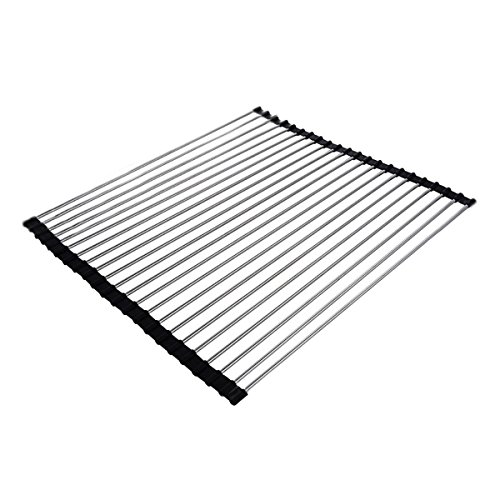 Over The Sink Kitchen Dish Drying Rack, 20''L x 18.5'' Extra Large Multipurpose Dish Drying Drainer (20Lx18.5W, Black) - Thumbnail 5