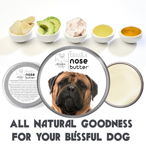 Image of The Blissful Dog Bullmastiff Nose Butter for Dry, Cracked Skin, Lick-Safe Dog Nose Balm with Moisturizing Shea Butter, Almond, Olive, and Essential Oils, Pet Supplies, Uncented, 8 oz.