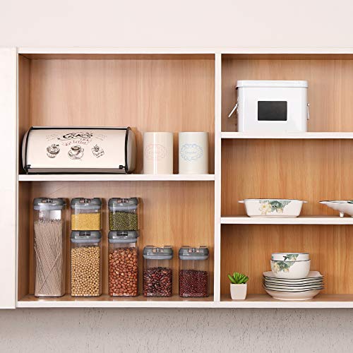 YCOCO Food Airtight Storage Containers with Lids,7 Pieces Plastic Cereal Storage Containers,for Kitchen Pantry Organization and Storage,Include Labels and pen,Grey