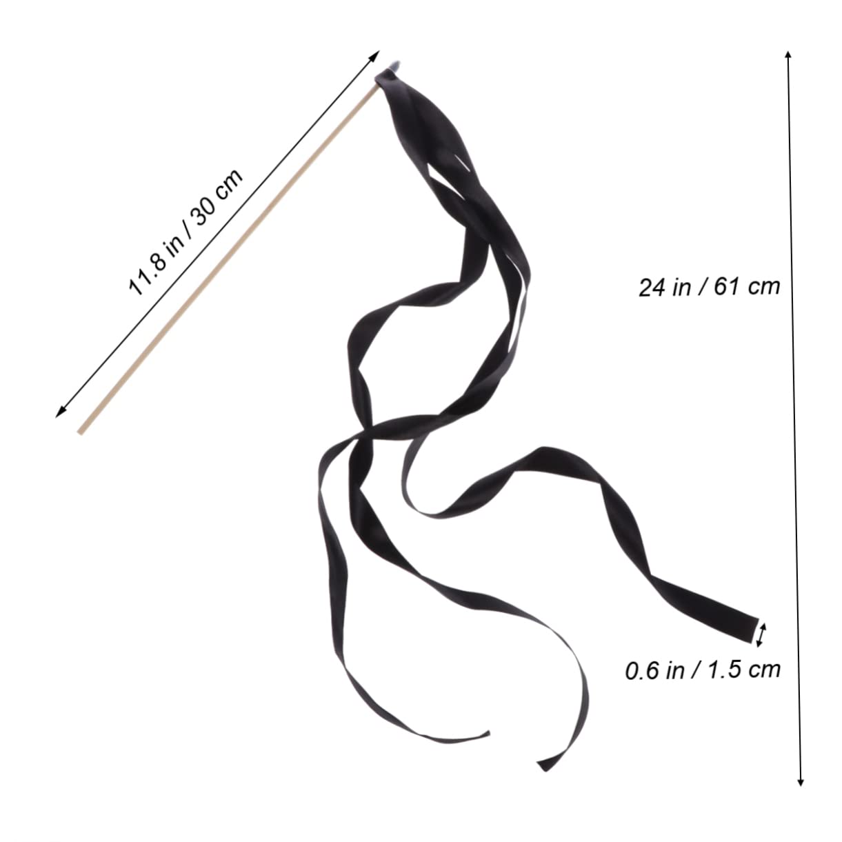 Abaodam 40stücke Farbige Satin-Ribbons Fairy Wands Ohne Glocken Hochzeitsdeko Partygeschenke Lang Schwarz Für Feiern Hochzeiten Babypartys Events
