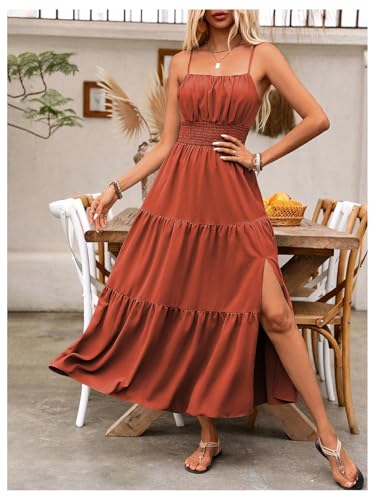 Image of BEAUDRM Women's Summer Maxi Dresses Boho Summer Wedding Guest Dress Beach Vacation Outfits Cruise Flowy Milkmaid Sundresses