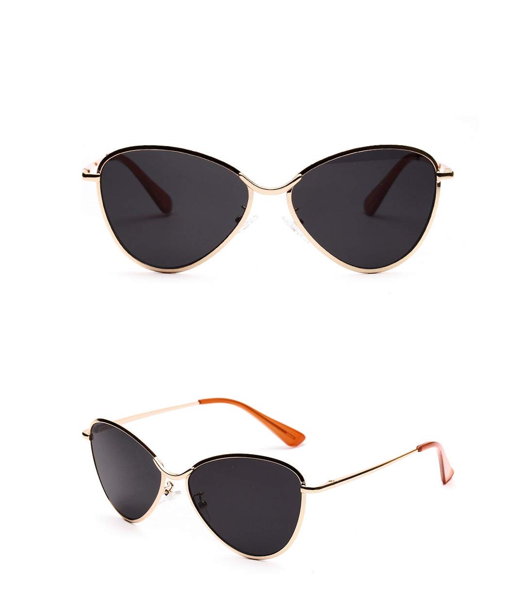 Occhiali da sole grigio-nero incorniciati in oro triangolo occhiali da sole cat-eye donne strada sparare occhiali da sole piccolo faccia