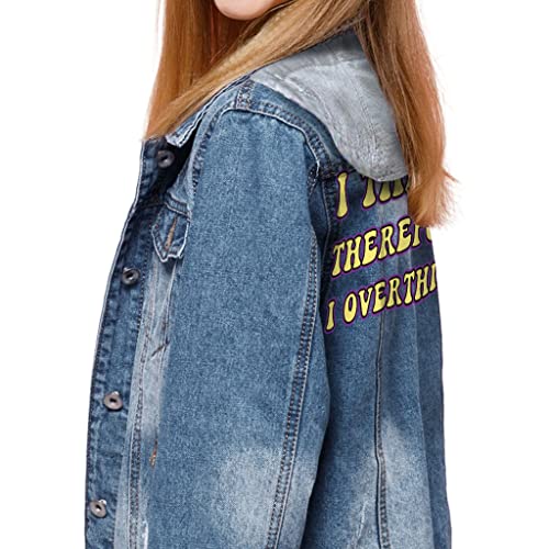 I Overthink Hooded Denim Jacket for Kids - Sarcasm Jean Jacket - Quote Design Denim Jacket for Kids2
