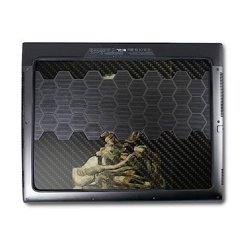 Image of MightySkins Carbon Fiber Skin Compatible with Alienware M18 R1 (2023) Full Wrap Kit - Skull with Cigarette | Protective Durable Textured Carbon Fiber Finish | Easy to Apply | Made in The USA