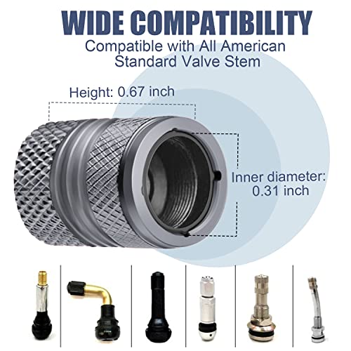 Image of Tire Valve Stem Caps for Car Tires Air Caps Cover 8 Pack Corrosion Resistant Premium Alloy Leak-Proof Universal for SUV Truck Motorcycle Bike Gray