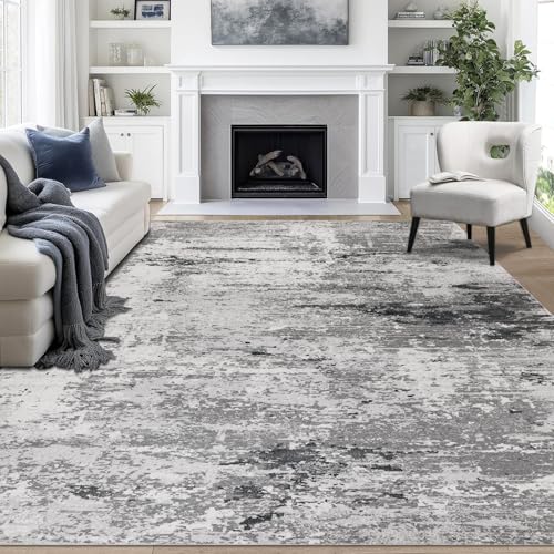 Cekene Grau Abstrakt Teppich Wohnzimmer 160x230cm Waschbarer Teppich Rutschfester Teppiche Schlafzimmer Niedriges Profil Bodenteppich Matte für Esszimmer Büro Küche Spielzimmer