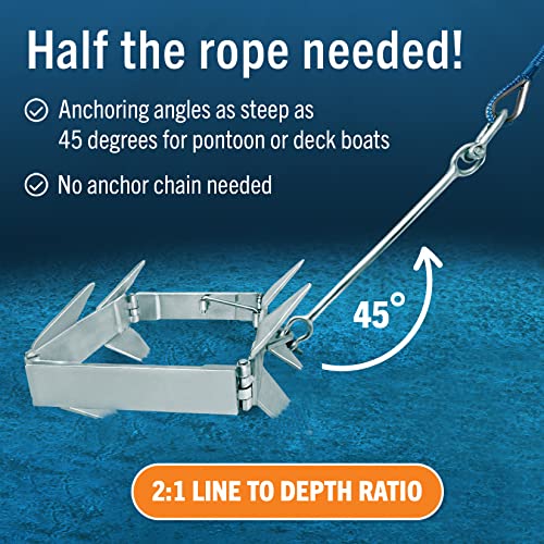 Image of Box Anchor for Boats, Folding Boat Anchor Hot Dip Galvanized, Double Sided | Slide Anchor for Pontoon Fishing and Cabin Cruiser, Multiple Sizes, Better Boat
