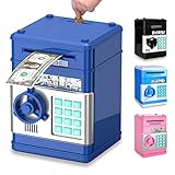 Pup Go ATM Hucha Electrónica para Niños 3-12 Años, Hucha Cerdito de Dinero Contraseña, Hucha Cajero Automatico, Hucha Caja Fuerte para Monedas, Juguete Divertido Regalo para Niños Chico(Azul Marino)