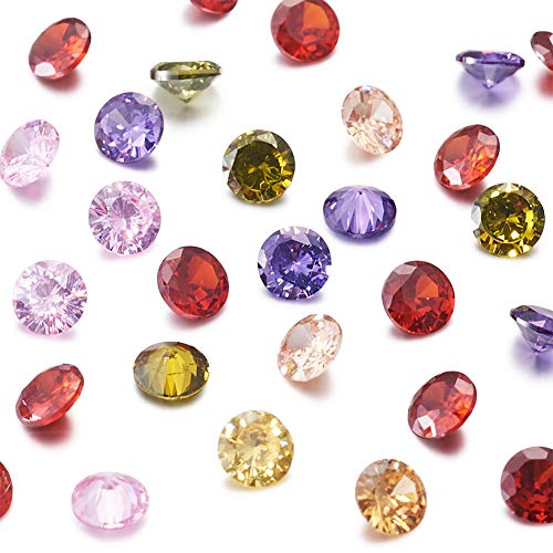 CHERISWELRI Lot de 50 cabochons en zircone cubique transparente, 3 mm, couleurs mélangées, pour la confection de bijoux
