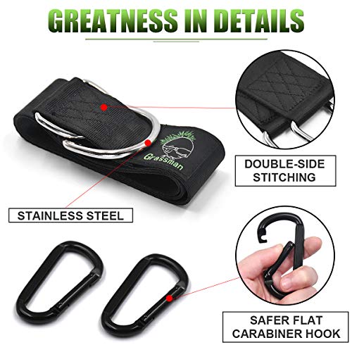 Grassman Tree Swing Hanging Kit 5/8Ft, Tree Swing Straps With Hooks For Tree Branch, High-Strengthened Nylon Swing Hangers For Trees With Two Carabiners Heavy-Duty Camping Hammock Straps Black #TOP2