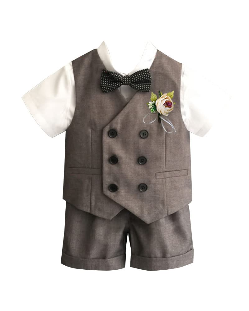 Chico Verano Traje a Cuadros Comunión de Cumpleaños Conjunto de Chaleco de Smoking Camisa y pantalón Trajes de Esmoquin Boda Cena Formal Ceremonia de Graduación para Ocasiones Especiales