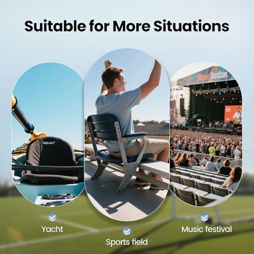 HIGH POINT SPORTS Foldable Stadium Seats for Bleachers with Back Support, 2PCS Bleacher Seats Chairs with Back and Cushion, Portable Folding Stadium Chairs with Armrest, Red — view 7
