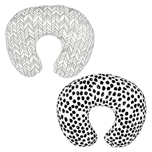 Image of OSHIQI Nursing Pillow Covers for Breastfeeding Pillow, 2 Pack Soft and Stretchy Breastfeeding Pillow Covers for Breastfeeding Mom, Cozy Nursing Slipcover for Boys and Girls (Geometry &Leopard)