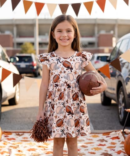 Image of Unique Baby Girls' Short Sleeve Everyday Printed Dresses for Kid and Toddler, Sizes 2T-12Y