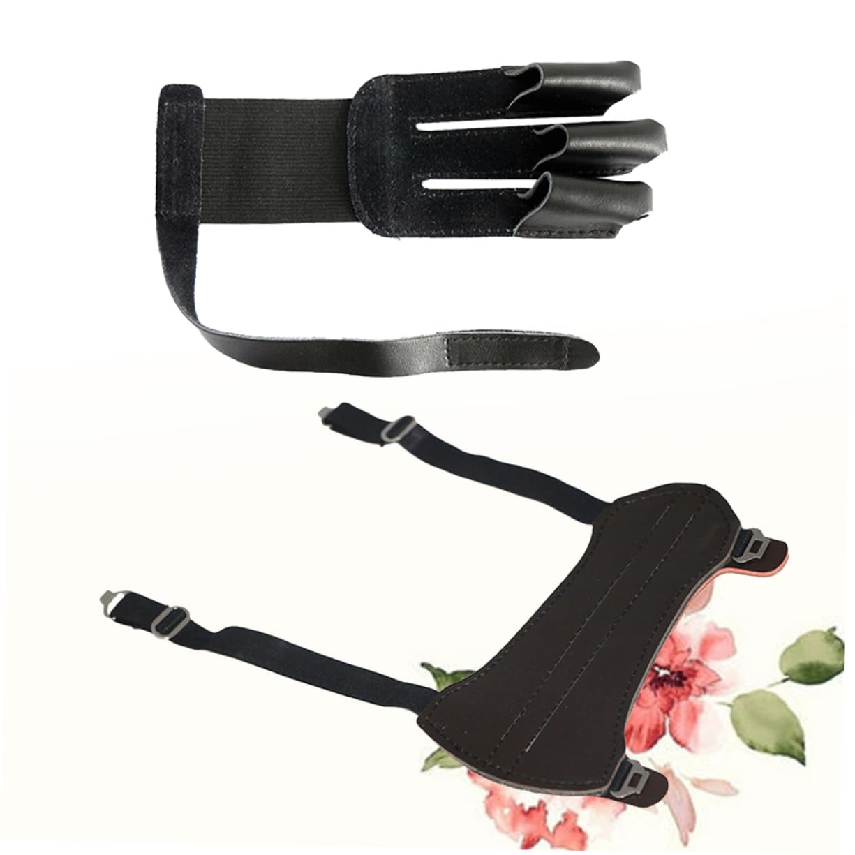 LIOOBO 1Pc Glove Arm Protector Black Leather Finger Protector and Forearm Guard for Wrist Strap for Comfort and Safety